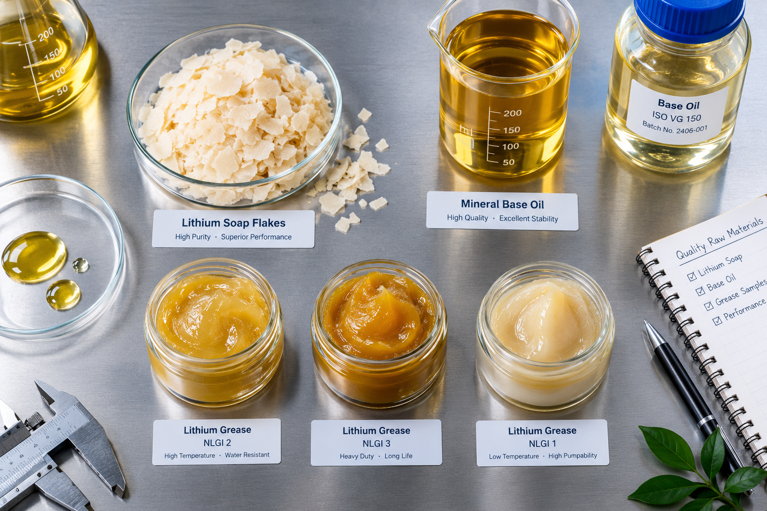 Comparison of industrial grease consistency grades NLGI 1, NLGI 2, and NLGI 3 supplied by Morgan